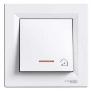 Illuminated One Pole Pushbutton (Stairs Sign - White)